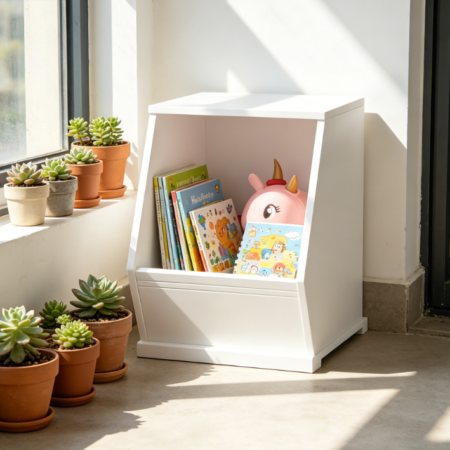 Toy Storage Organiser, Stackable Wooden Cubby Cabinet, White