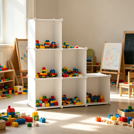 Cube Storage Unit, 6-Cube Shelves, Plastic Modular Bookcase, Milky White